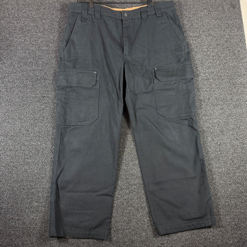 Duluth Trading Co Fire Hose Relaxed Fit Cargo Work Pants Men 40x30 Black Utility
